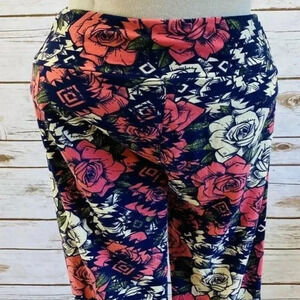 LULAROE Women Stretchy Slim Fit Elastic High Waist Flower Legging Pants One Size